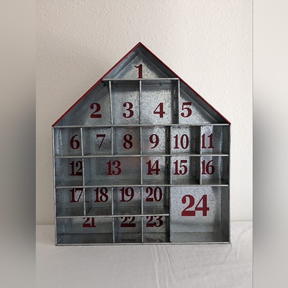 galvanized house Christmas advent calendar rustic Christmas decor